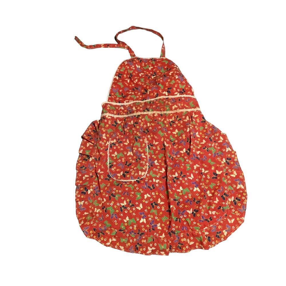 Vintage Apron Ruffles Butterflies Lace Pinup style